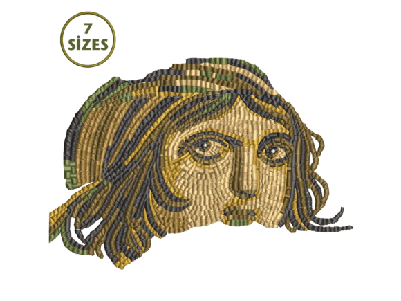 Ancient Mosaic Woman Portrait Embroidery