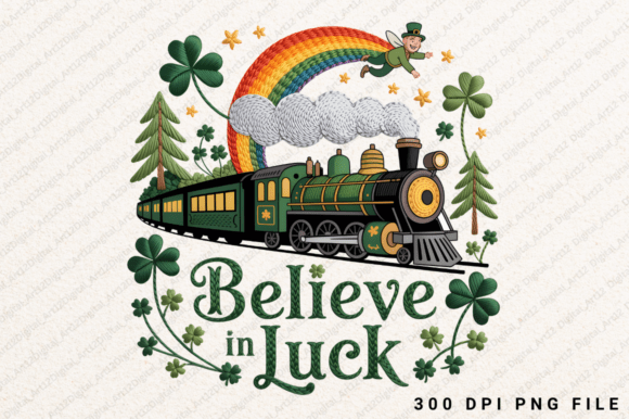 Believe in Luck Embroidery PNG Design – A Lucky Charm for Personalized Gifts