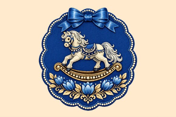 Cute Bow Rocking Horse Embroidery PNG Review for Small Business Branding