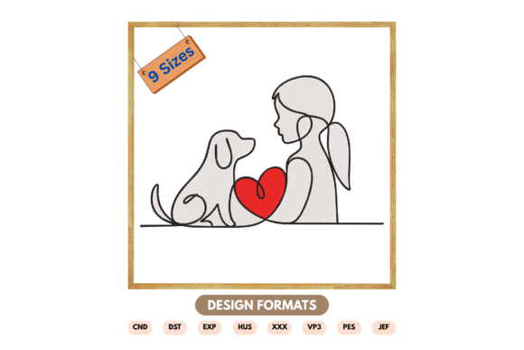 Girl and Dog with Heart Embroidery File Review