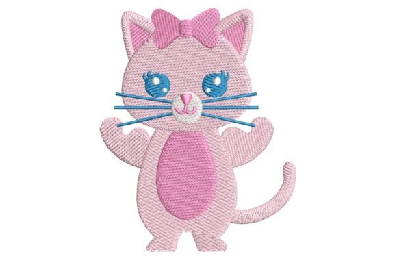 Pink Kawaii Kitten Embroidery: A Playful Branding Touch for Small Businesses