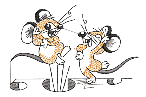 Playful Cartoon Mice Embroidery Design